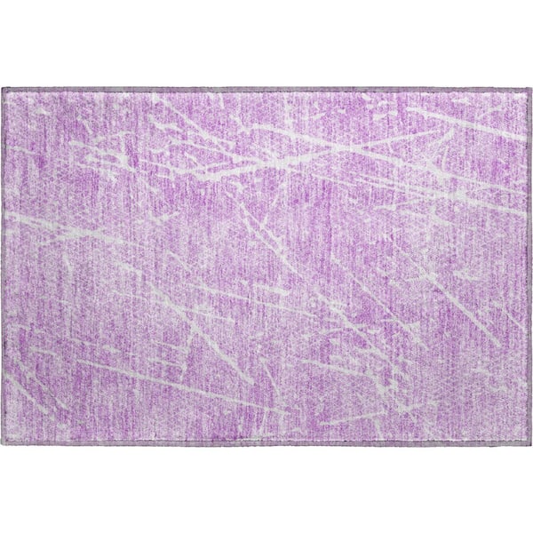 Mayfield Premium Machine Washable Indoor/Outdoor Geometric AMF628 Lilac 1 ft. 8 in. x 2 ft. 6 in. Area Rug