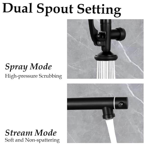 Single Handle 18 in. Pull Down Sprayer Kitchen Faucet with Advanced Spray in Matte Black