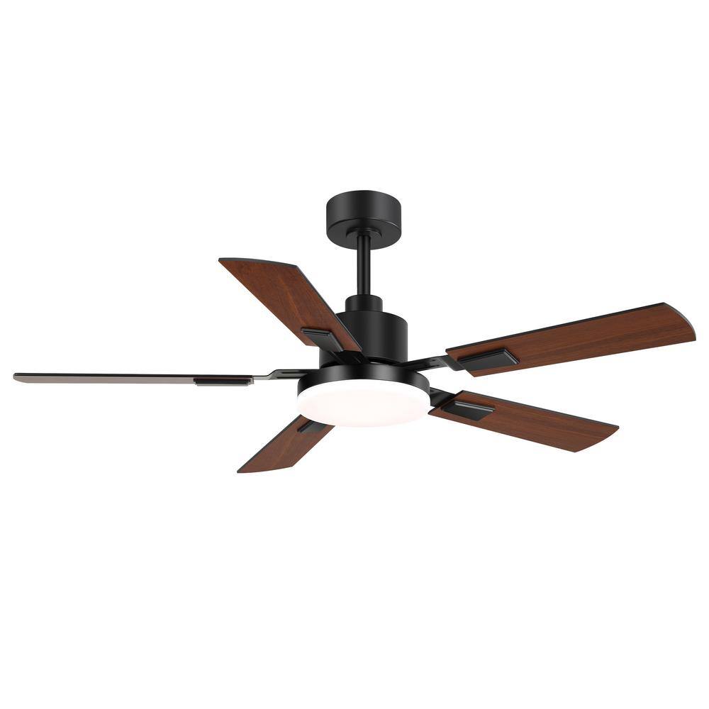 52 in. Indoor Matte Black Ceiling Fans with Adjustable White Integrated LED with 5-Reversible Blades and Remote Included price history on PriceWatchPro