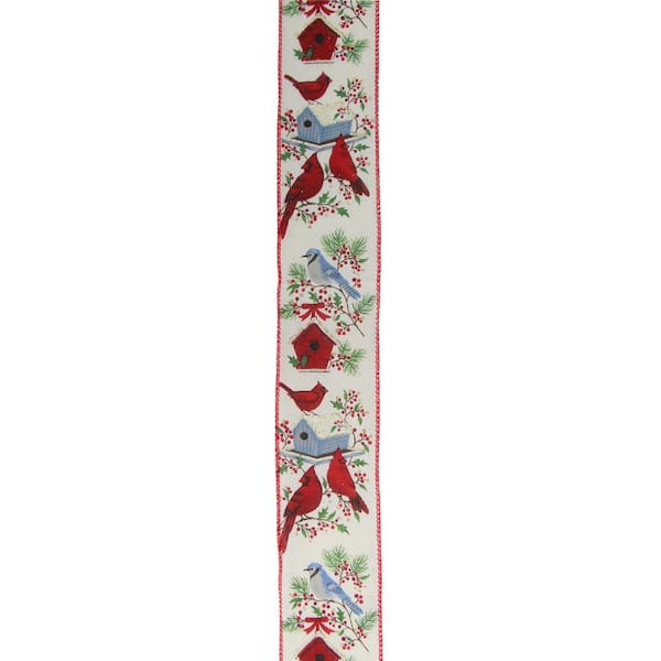 Northlight 2.5 in. x 16 yds. Red Cardinals and Blue Bird Wired Craft Ribbon  33531404 - The Home Depot