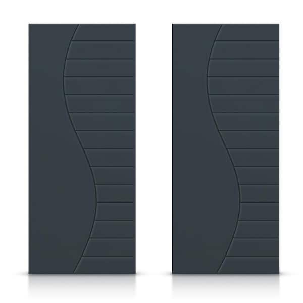CALHOME 60 in. x 80 in. Hollow Core Charcoal Gray Painted Composite MDF Interior Double Closet Sliding Doors