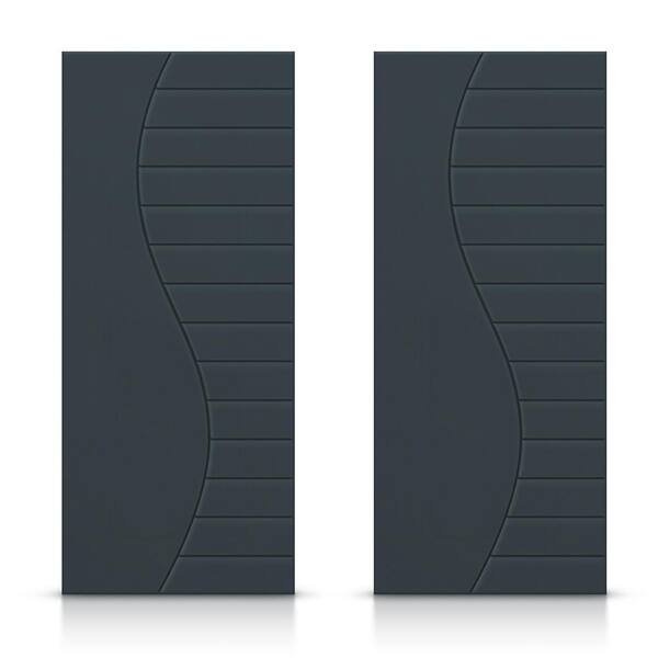 CALHOME 72 in. x 80 in. Hollow Core Charcoal Gray Painted Composite MDF Interior Double Closet Sliding Doors