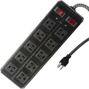 Surge Protector Power Strip with 10 Outlets Ports 6 ft. Cord for Home, Office, Black
