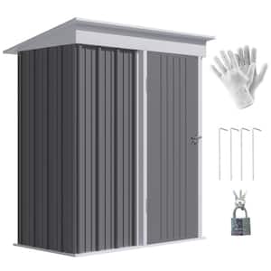 5 ft. W x 3 ft. D Metal Shed with Floor, Adjustable Shelf, Lock and Gloves (15 sq. ft.)