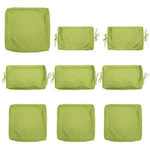 9-Piece 25.6 in. Outdoor Cushion Covers Grass Green