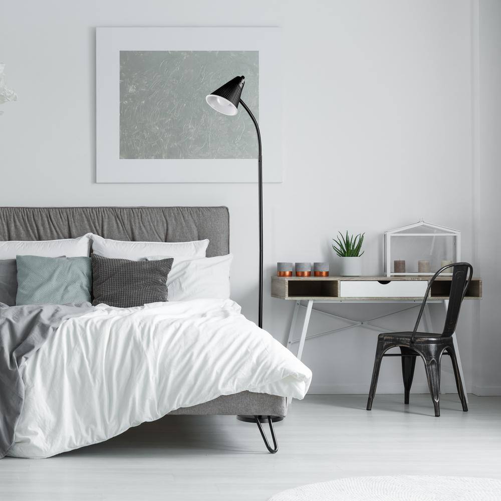 Sleek Arc 59" Matte Black LED Floor Lamp with Adjustable Gooseneck