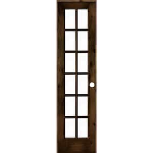 28 in. x 96 in. Rustic Knotty Alder 12-Lite Left-Hand Clear Glass Black Stain Solid Wood Single Prehung Interior Door