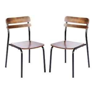 2-Pack Cyprus Commercial Grade Solid Wood Dining Chairs with Black Metal Frames and Antique Copper Finish