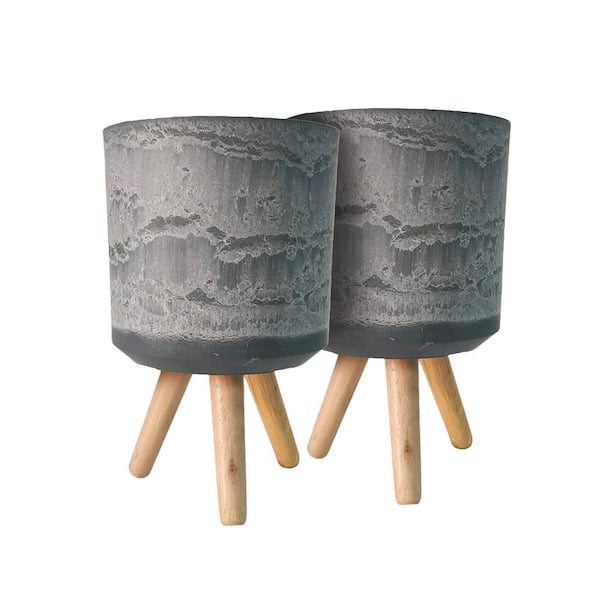 28 qt. Large Dark Gray Recycled Materials Indoor/Outdoor Planter (10 in. W x 16 in. H) 2-Pack