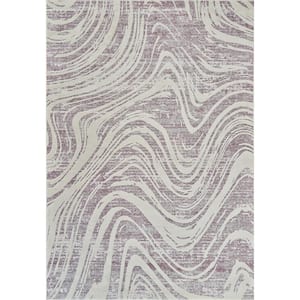 Nomad Purple Beige 4 ft. x 6 ft. Coastal Abstract Indoor Area Rug