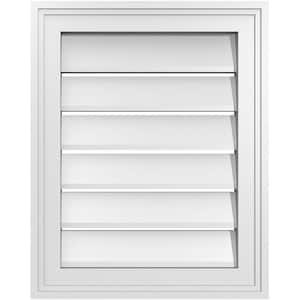 16 in. x 20 in. Vertical Surface Mount PVC Gable Vent: Functional with Brickmould Frame