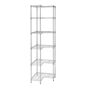 Honey Can Do Steel 20 in. W x 72 in. H x 10 in. D 6-Tier L Corner Space Saving Garage Storage Shelving Unit, Chrome