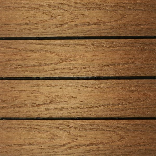 UltraShield Naturale 1 ft. x 1 ft. Quick Deck Outdoor Composite Deck Tile in Peruvian Teak (10 sq. ft. Per Box)