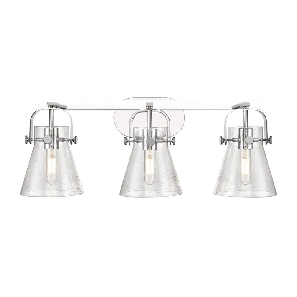 Pilaster II Cone 26.5 in. 3-Light Polished Chrome Vanity Light with Glass Shade price history on PriceWatchPro