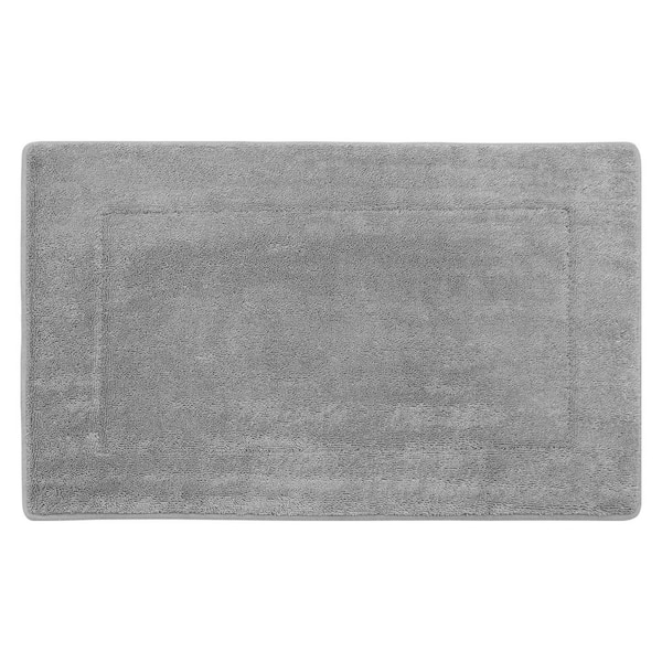 Terry Memory Foam Light Grey 20 in. x 32 in. Polyester Bath Rug