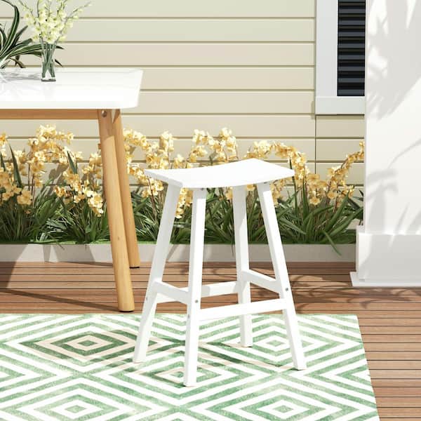 WESTIN OUTDOOR Franklin White 29 in. Plastic Outdoor Bar Stool