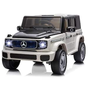 12V Kids Ride on Car with Parent Remote Control, LED Lights, Music, Spring Suspension - White