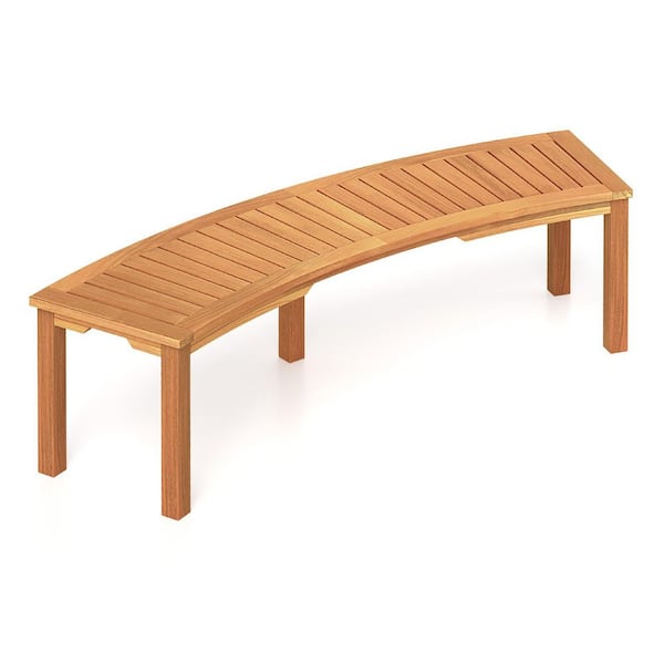 Natural Acacia Wood Outdoor Garden Bench(1-Pack)
