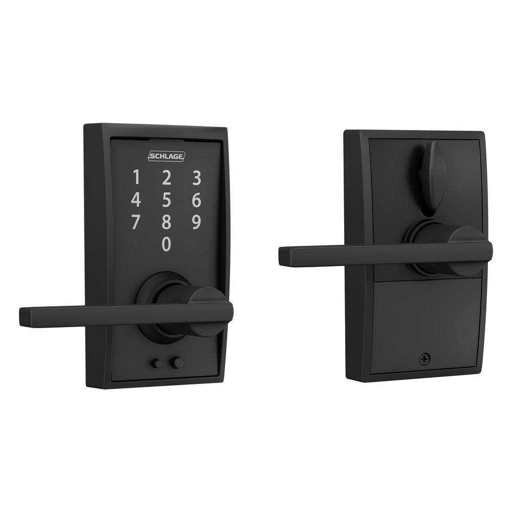 Schlage Century Matte Black Touch Keyless Touchscreen Door Lock With Latitude Handle Fe695 V Cen 622 Lat