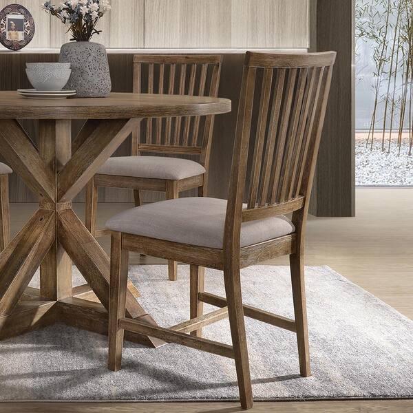 Acme Furniture Tan Linen and Weathered Oak Wallace II Side