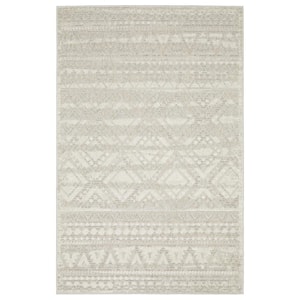 Tudor Beige 10 ft. x 13 ft. Distressed Tribal Stripe Polypropylene Mixed Pile Indoor Area Rug