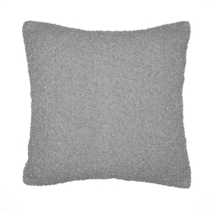 Grace Gray Solid Color Boucle Hand-Woven 20 in. x 20 in. Indoor/Outdoor Throw Pillow