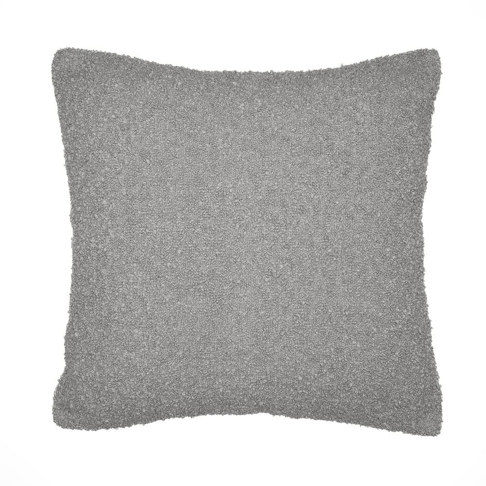 Grace Gray Solid Color Boucle Hand-Woven 20 in. x 20 in. Indoor/Outdoor Thr