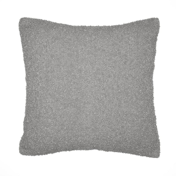 Unbranded Grace Gray Solid Color Boucle Hand-Woven 20 in. x 20 in. Indoor/Outdoor Throw Pillow