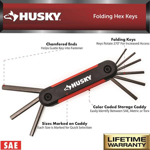 Husky Folding Hex Key Set (9-Pieces SAE, 8-Pieces MM) HFHKSM17PC
