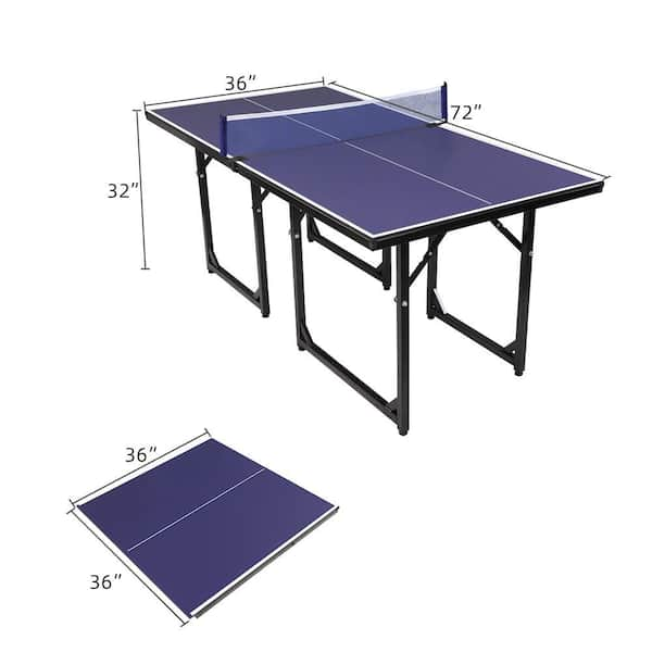 Tidoin 6 ft. Mid-Size Table Tennis Table Foldable Portable Ping Pong Table  Set with Net, 2 Table Tennis Paddles and 3 Balls AOK-YDW1-519 - The Home  Depot