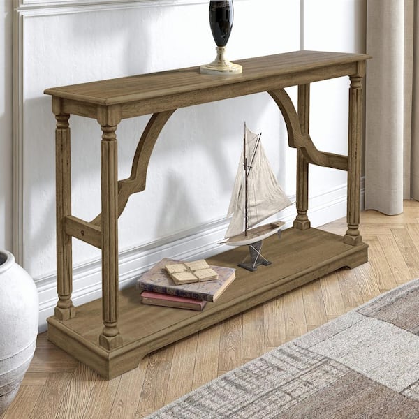 GALANO Delroy 45.9 in. Spray Paint Oak Rectangular Solid Wood Console Table