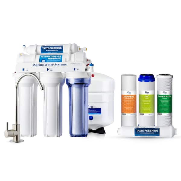 RCC7 NSF Certified 5-Stage RO Water Filter System w/ F4 6-Month Replacement Filters, Under Sink, Water Purifier Bundle
