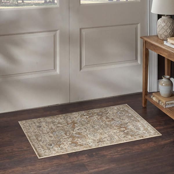 Harbor Beige 2 ft. x 4 ft. Floral Traditional Area Rug