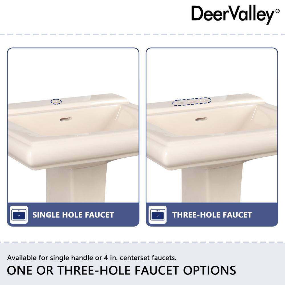 Bone Ceramic Single Hole Pedestal Bathroom Sink