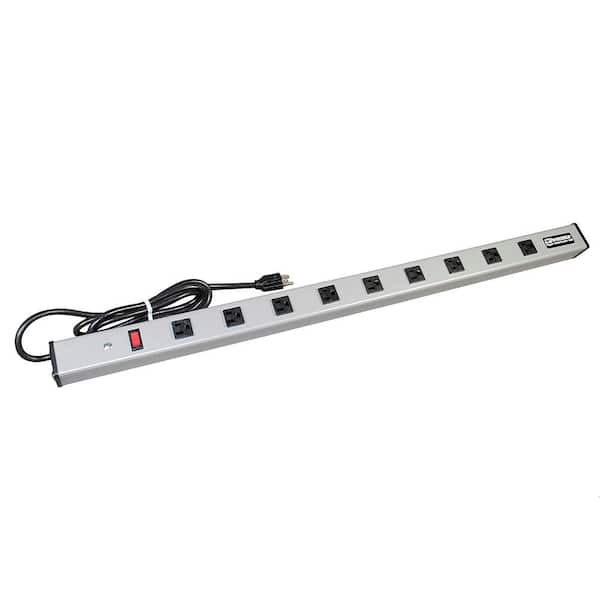 Legrand Wiremold 9-Outlet 15 Amp Industrial Power Strip with Lighted On/Off Switch, 15 ft. Cord