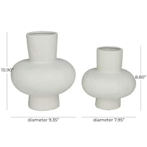 9 in., 11 in. White Gourd Style Ceramic Decorative Vase (Set of 2)