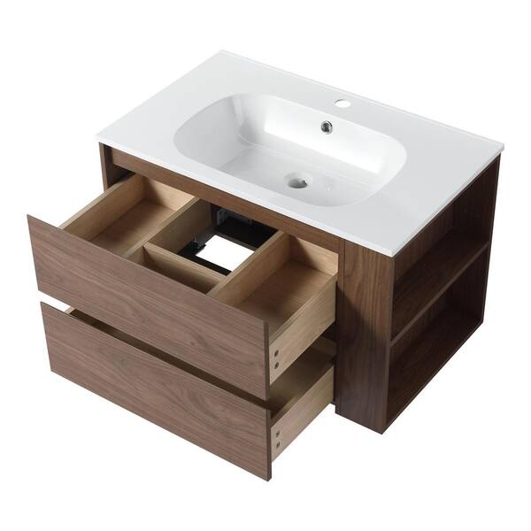 Wood Vanity With Optional Shelf for Basin Sink Wall Mounted