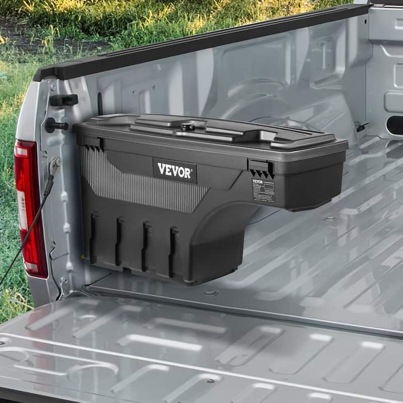 28 in. ABS Truck Bed Storage Box 6.6 Gal. Driver Side Truck Tool Box with Password Padlock for Ford F150 2015-2020,Black