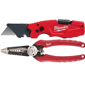 FASTBACK 6-in-1 Folding Utility Knife with General Purpose Blade and 6-in-1 Wire Strippers Pliers