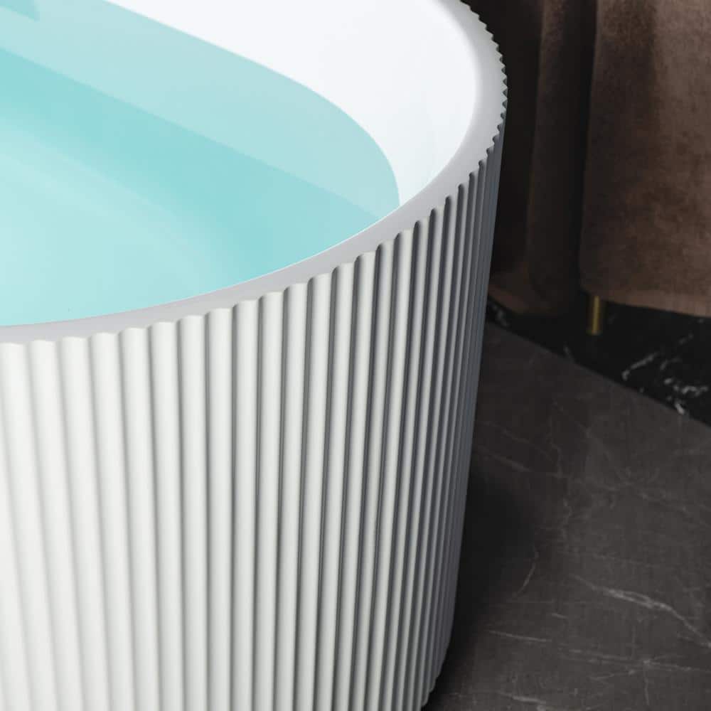Pavanjit 67" White Matte Black Freestanding Acrylic Soaking Tub