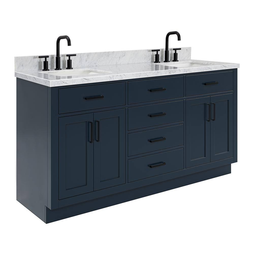 Midnight Blue Double Freestanding Vanity with Marble Top