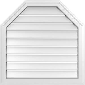28 in. x 28 in. Octagonal Top Surface Mount PVC Gable Vent: Functional with Brickmould Frame