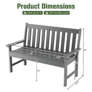 Garden Plastic Bench All-Weather HDPE 2-Person Outdoor Bench for Front Porch Backyard