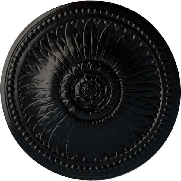 Ekena Millwork 18-1/8" x 3/4" Bailey Urethane Ceiling Medallion (Fits Canopies upto 4") Hand-Painted Jet Black