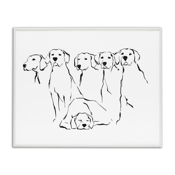 Minimal Dogs Doodle by Ethan Harper White Framed Giclee Art Print Animal 24 in. x 30 in.