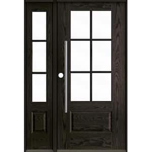 Faux Pivot 50 in. x 80 in. 6-Lite Right-Hand/Inswing Clear Glass Baby Grand Stain Fiberglass Prehung Front Door w/LSL