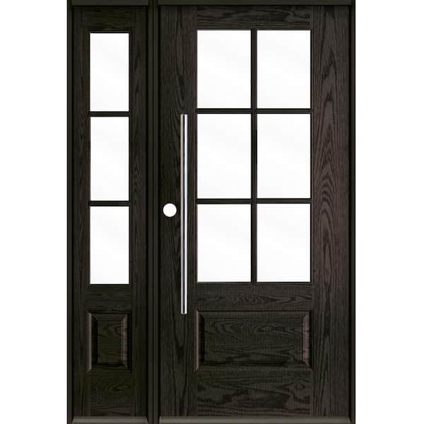 Krosswood Doors Faux Pivot 50 in. x 80 in. 6-Lite Right-Hand/Inswing Clear Glass Baby Grand Stain Fiberglass Prehung Front Door w/LSL