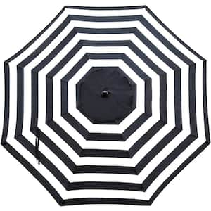 9 ft. 8-Ribs Polyester Replacement Canopy Market Umbrella Cover in Black and White