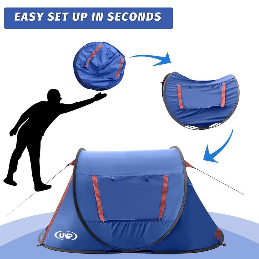 Blue 2-Person Portable Camping Tent with Carry Bag