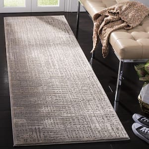 Meadow Ivory/Grey 3 ft. x 8 ft. Solid Color Runner Rug